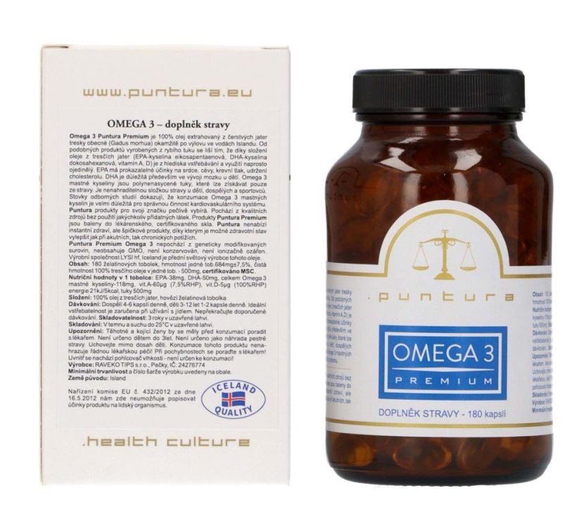 Omega 3 Puntura Premium - 180 kapslí
